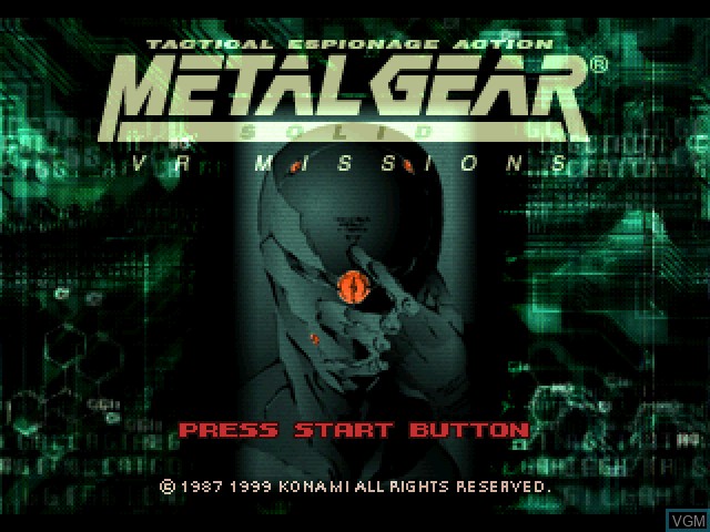 Title screen of the game Metal Gear Solid - VR Missions on Sony Playstation