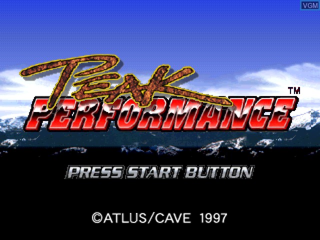 Title screen of the game Peak Performance on Sony Playstation