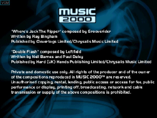 Title screen of the game Music 2000 on Sony Playstation