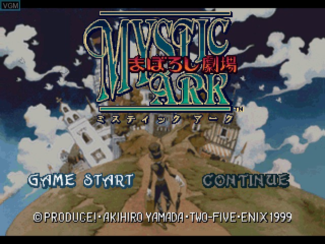 Title screen of the game Mystic Ark - Maboroshi Gekijo on Sony Playstation