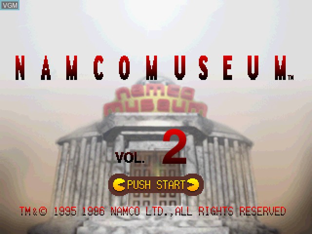 Title screen of the game Namco Museum Vol. 2 on Sony Playstation