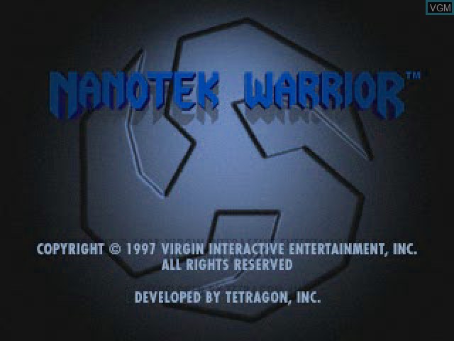 Title screen of the game Nanotek Warrior on Sony Playstation
