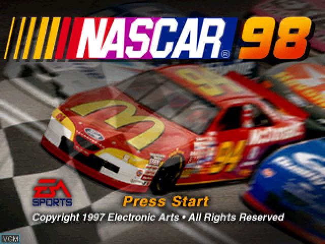 Title screen of the game NASCAR 98 on Sony Playstation