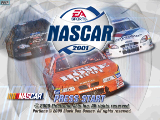 Title screen of the game NASCAR 2001 on Sony Playstation