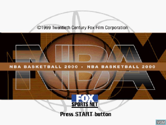 Title screen of the game NBA Basketball 2000 on Sony Playstation
