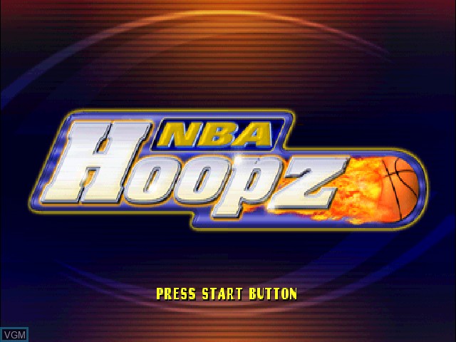Title screen of the game NBA Hoopz on Sony Playstation