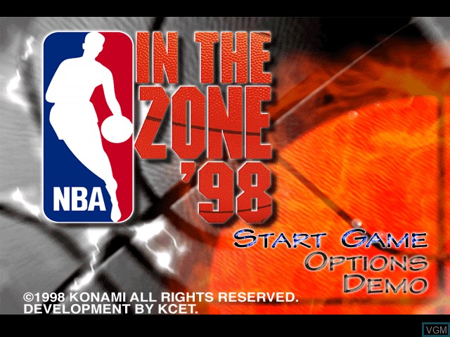 Title screen of the game NBA In The Zone '98 on Sony Playstation