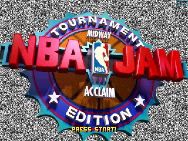 Title screen of the game NBA Jam Tournament Edition on Sony Playstation
