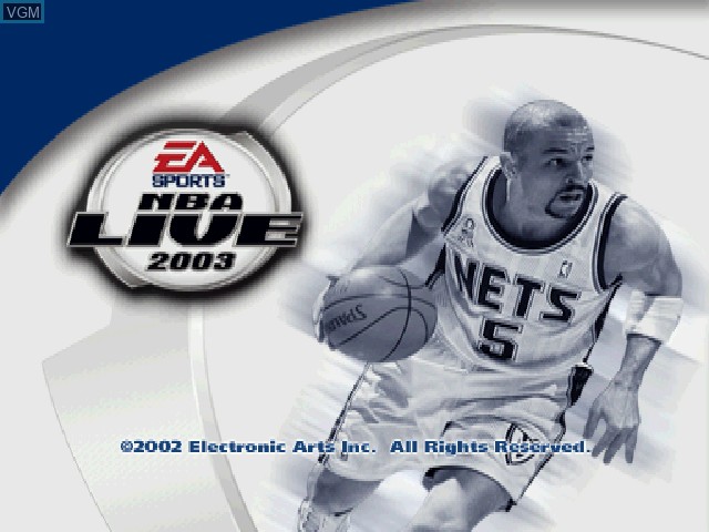 Title screen of the game NBA Live 2003 on Sony Playstation