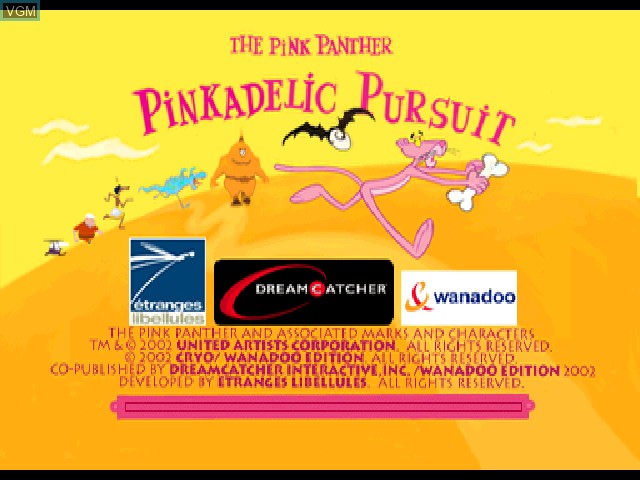 Title screen of the game Pink Panther - Pinkadelic Pursuit on Sony Playstation
