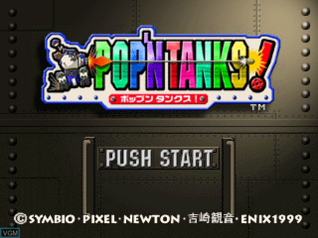 Title screen of the game Pop'n Tanks! on Sony Playstation