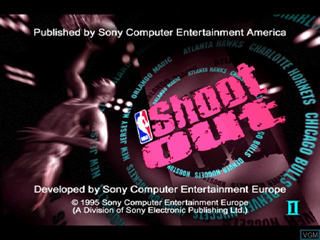 Title screen of the game NBA ShootOut on Sony Playstation