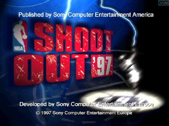 Title screen of the game NBA ShootOut '97 on Sony Playstation