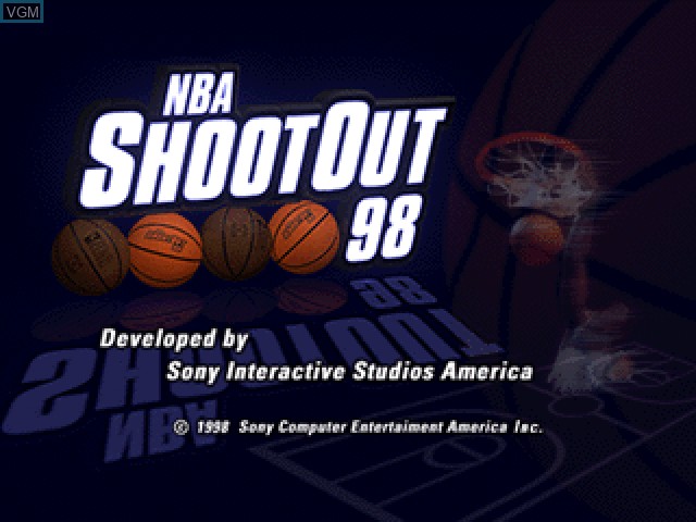 Title screen of the game NBA ShootOut 98 on Sony Playstation