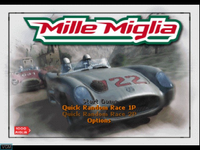 Title screen of the game Mille Miglia on Sony Playstation
