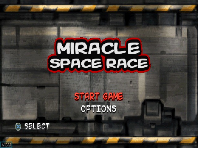 Title screen of the game Miracle Space Race on Sony Playstation