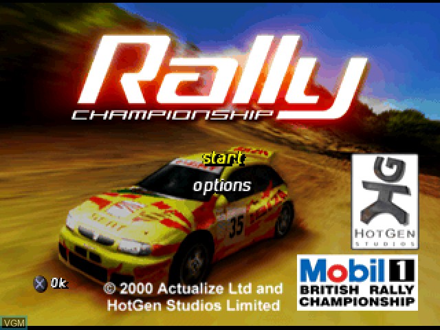 Title screen of the game Mobil 1 Rally Championship on Sony Playstation