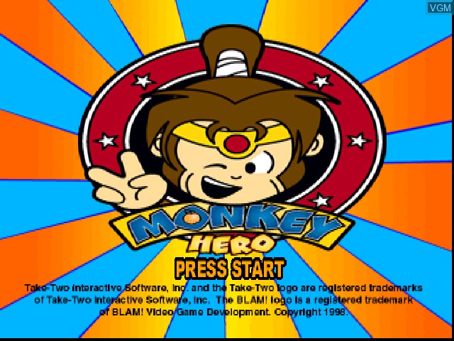 Title screen of the game Monkey Hero on Sony Playstation