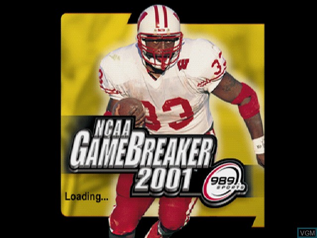 Title screen of the game NCAA GameBreaker 2001 on Sony Playstation