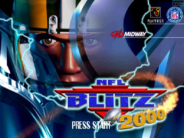 Title screen of the game NFL Blitz 2000 on Sony Playstation