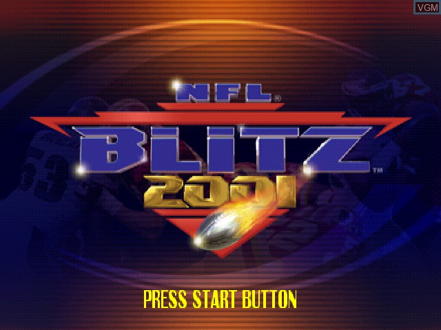 Title screen of the game NFL Blitz 2001 on Sony Playstation