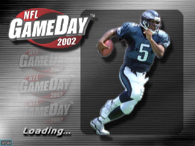 Title screen of the game NFL GameDay 2002 on Sony Playstation