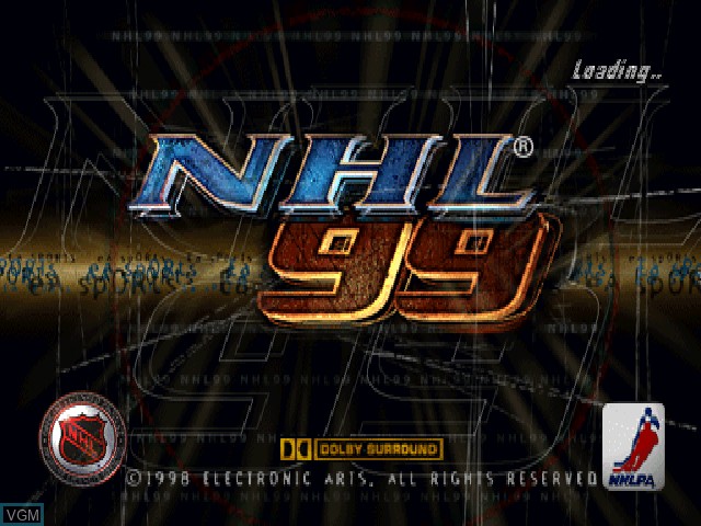 Title screen of the game NHL 99 on Sony Playstation