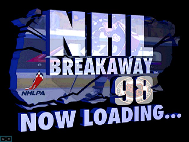 Title screen of the game NHL Breakaway 98 on Sony Playstation