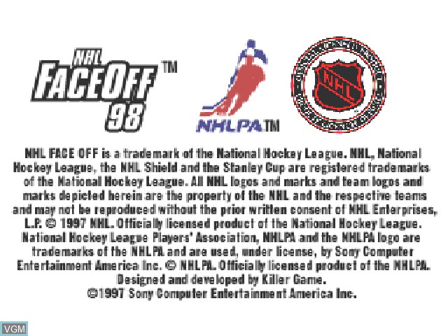 Title screen of the game NHL FaceOff 98 on Sony Playstation