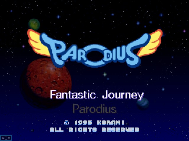 Title screen of the game Parodius on Sony Playstation