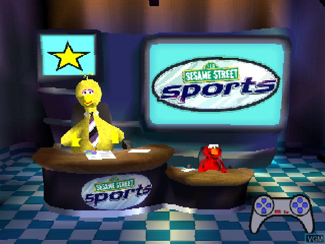 Title screen of the game Sesame Street Sports on Sony Playstation
