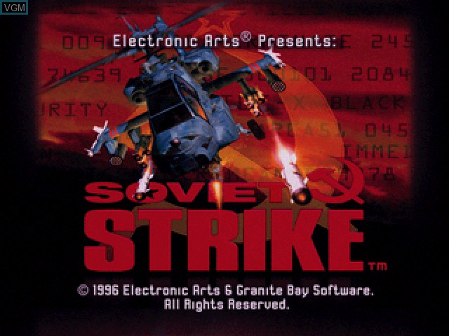 Title screen of the game Soviet Strike on Sony Playstation