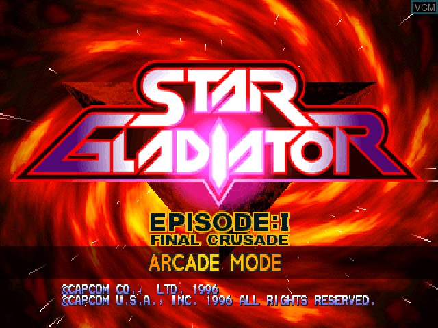 Title screen of the game Star Gladiator - Episode I - Final Crusade on Sony Playstation