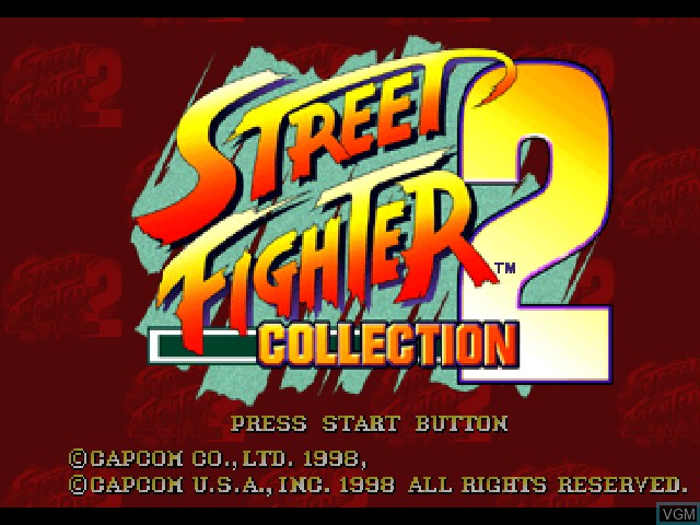 Title screen of the game Street Fighter Collection 2 on Sony Playstation