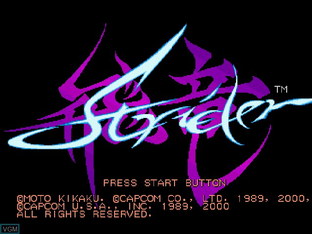 Title screen of the game Strider Hiryu on Sony Playstation