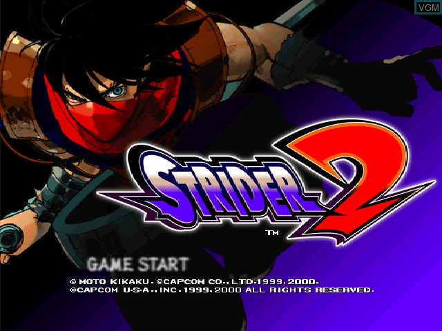 Title screen of the game Strider 2 on Sony Playstation