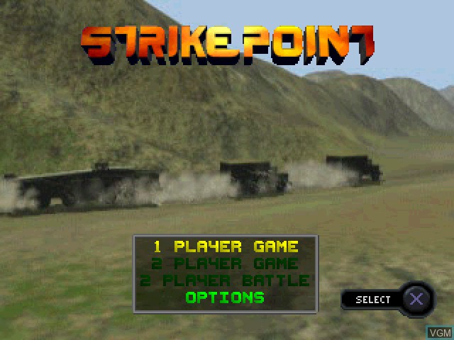 Title screen of the game Strike Point on Sony Playstation
