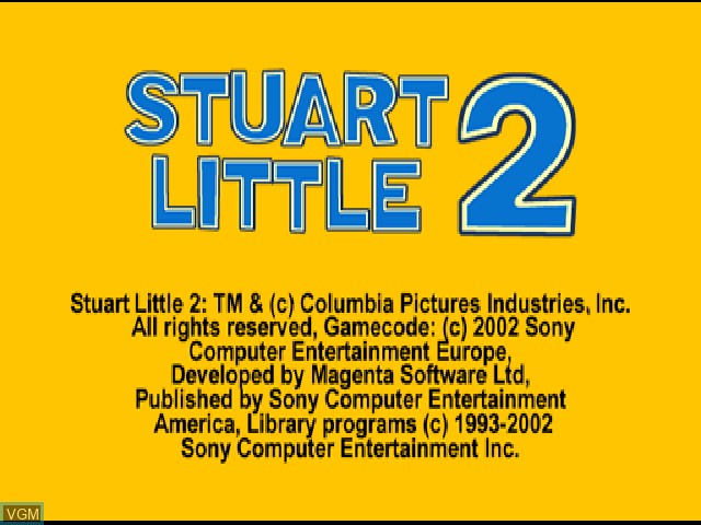 Title screen of the game Stuart Little 2 on Sony Playstation