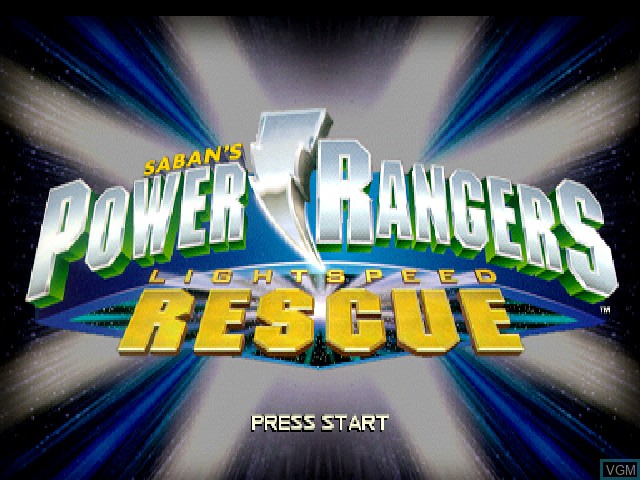 Title screen of the game Power Rangers - Lightspeed Rescue on Sony Playstation