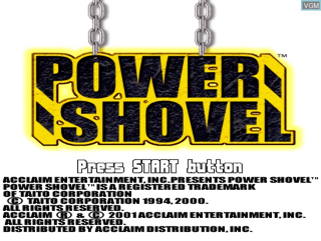 Title screen of the game Power Shovel on Sony Playstation
