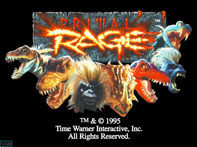 Title screen of the game Primal Rage on Sony Playstation