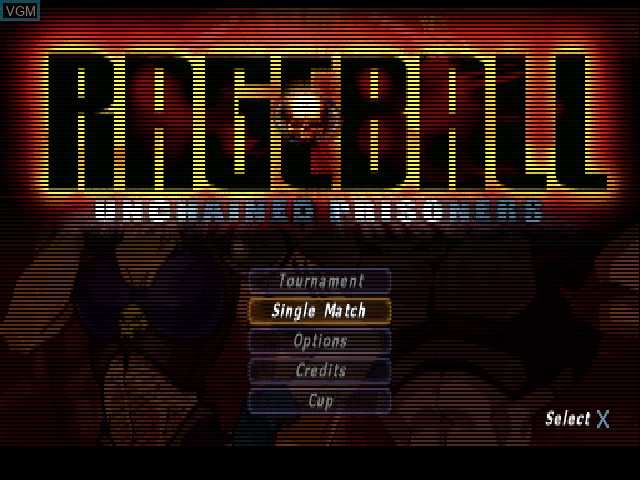 Title screen of the game Rageball on Sony Playstation