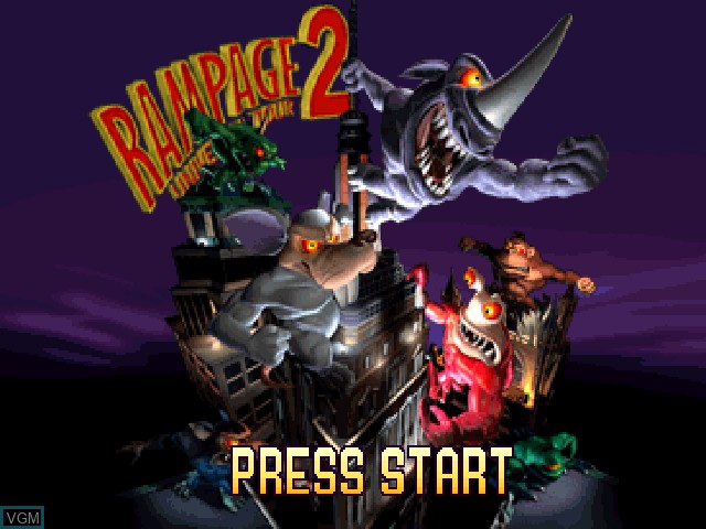 Title screen of the game Rampage 2 - Universal Tour on Sony Playstation