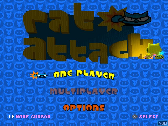 Title screen of the game Rat Attack on Sony Playstation