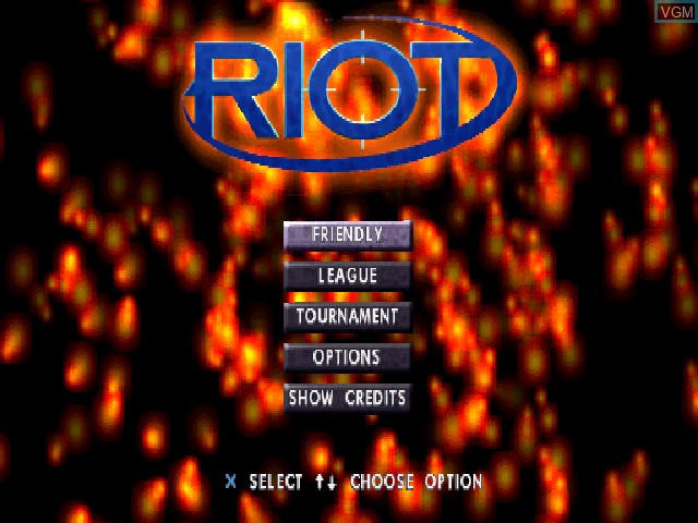 Title screen of the game Riot on Sony Playstation