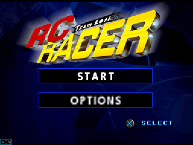 Title screen of the game Team Losi RC Racer on Sony Playstation