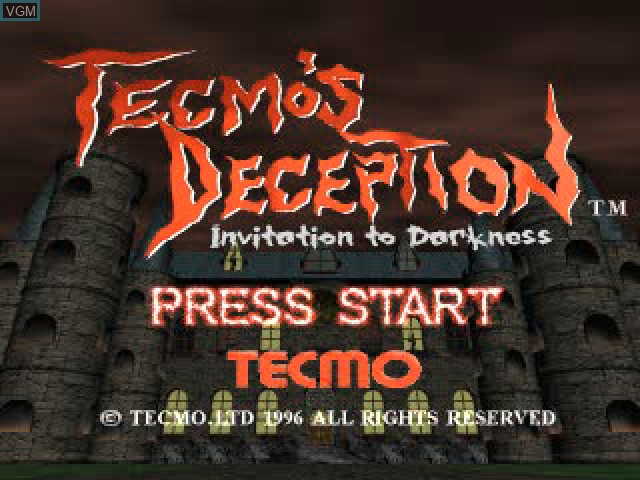 Title screen of the game Tecmo's Deception - Invitation to Darkness on Sony Playstation