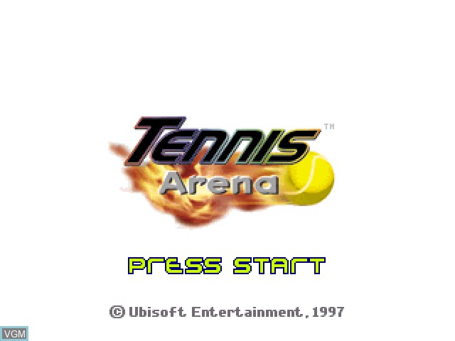 Title screen of the game Tennis Arena on Sony Playstation