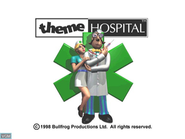 Title screen of the game Theme Hospital on Sony Playstation
