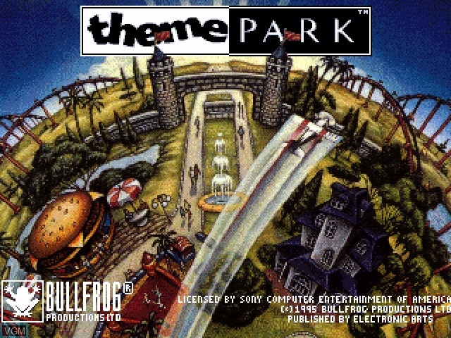 Title screen of the game Theme Park on Sony Playstation